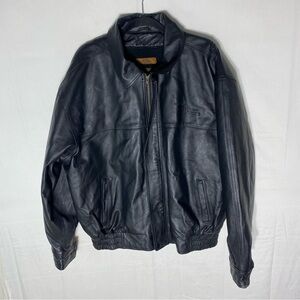 Canada Sportswear Classic Black Leather Bomber Jacket XL